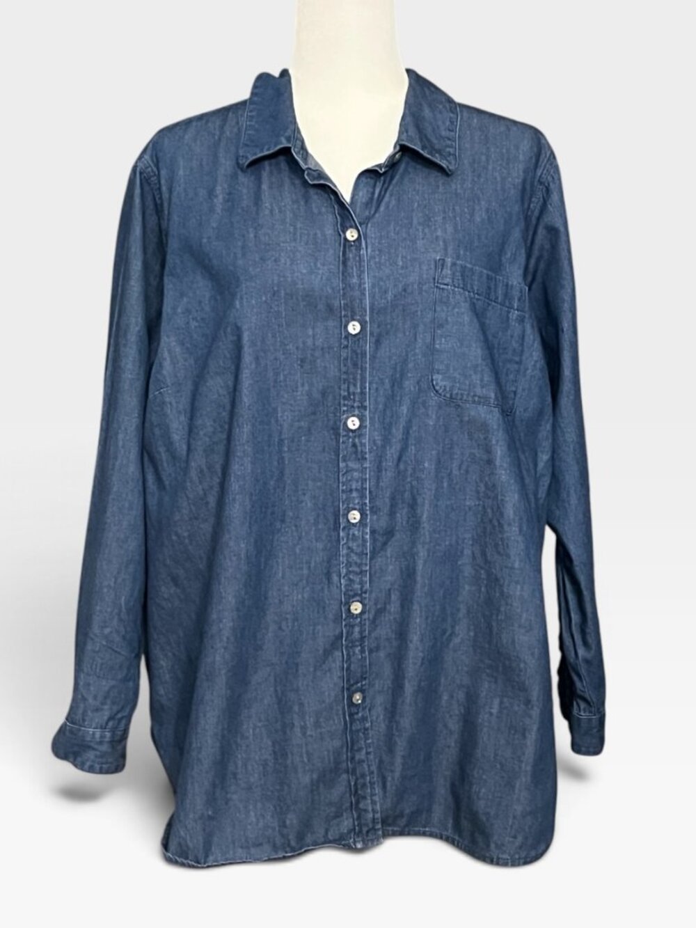 J.Jill Denim Chambray Button Up Shirt 2XL Coastal Grandmother Workwear Style